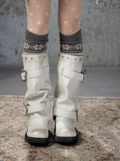 ALL iN plan Distressed Butterfly Buckle Platform Women&