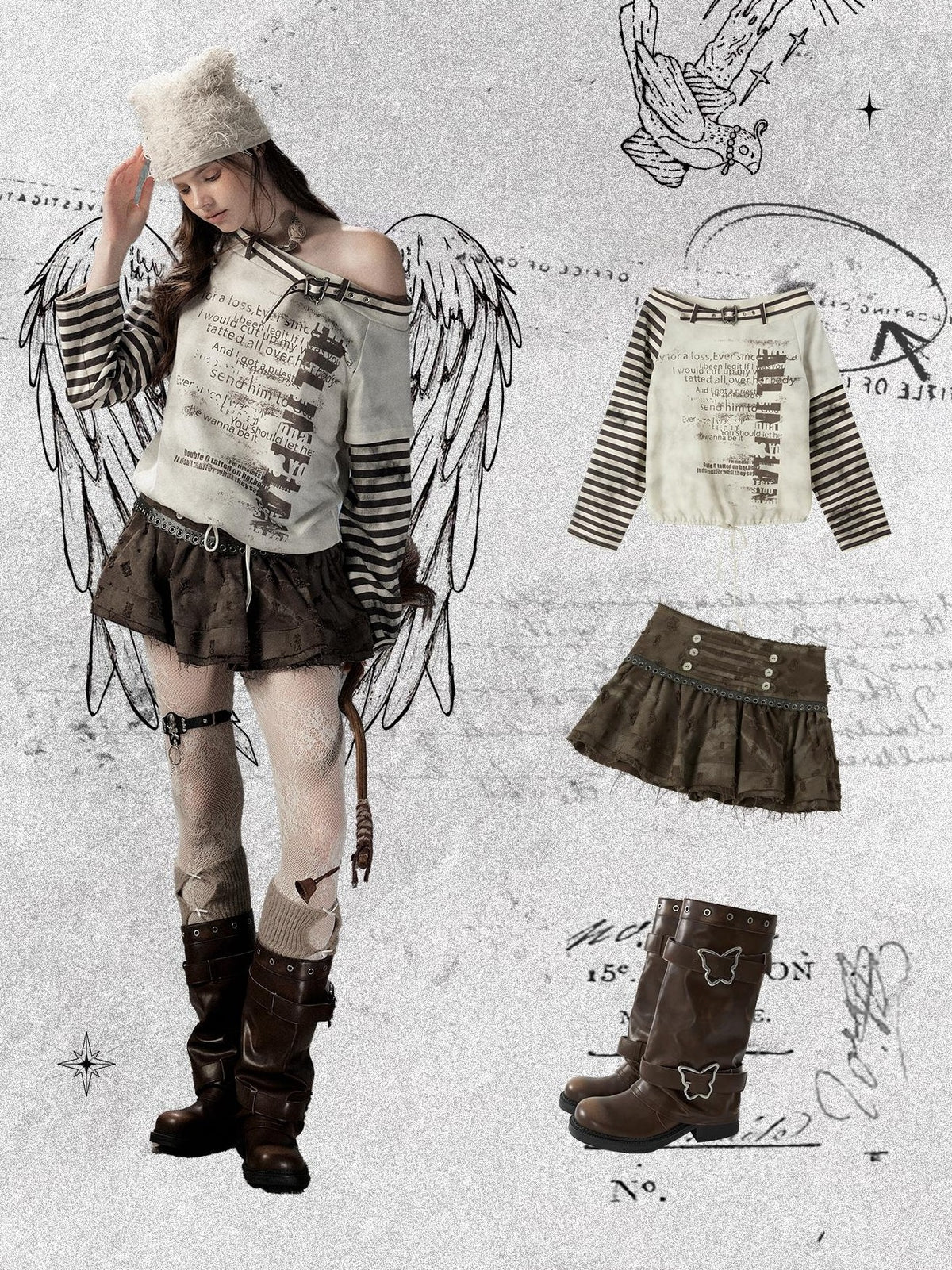 ALL iN plan Distressed Butterfly Buckle Platform Women&