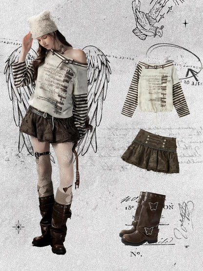 ALL iN plan Distressed Butterfly Buckle Platform Women&