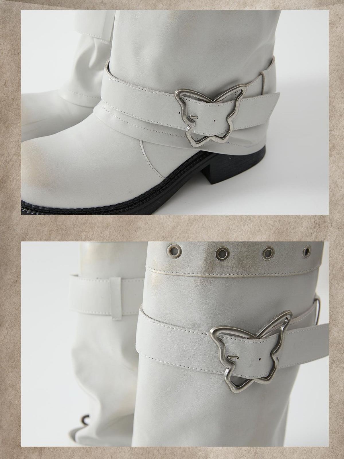 ALL iN plan Distressed Butterfly Buckle Platform Women&