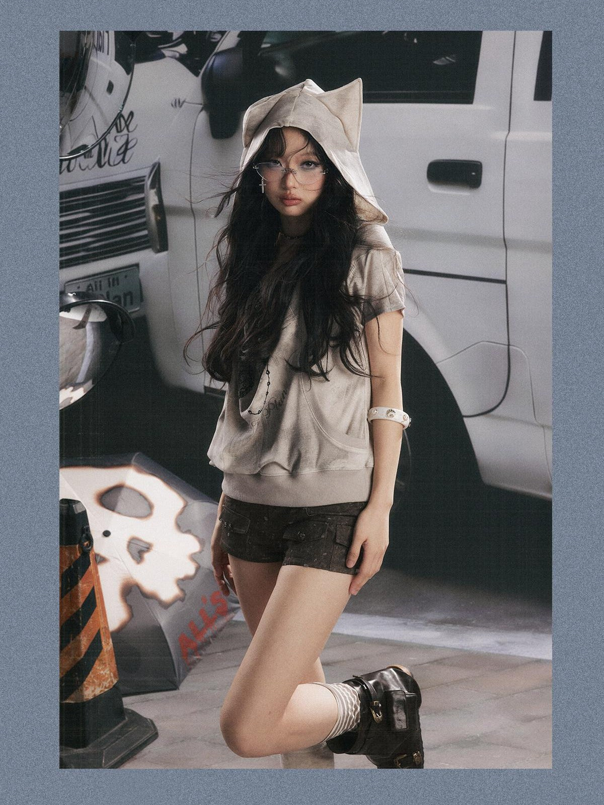 ALL iN plan Distressed Button Fly Punk Low Waist Cotton Women&
