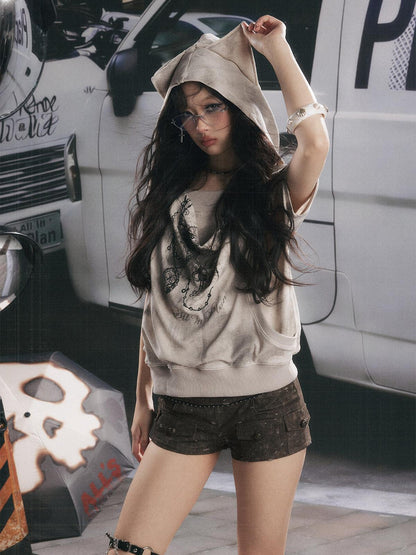 ALL iN plan Distressed Button Fly Punk Low Waist Cotton Women&
