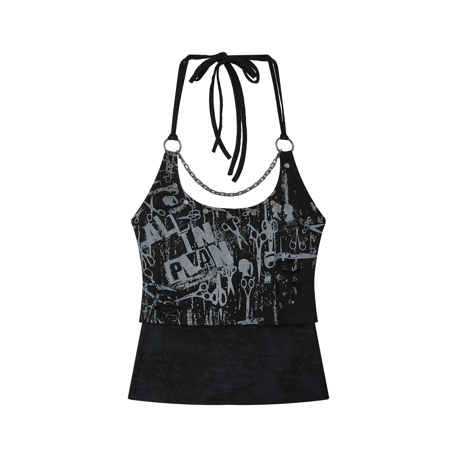 ALL_iN_plan_Distressed_Chain_Trim_Letter_Print_U_Neck_Slim_Women&