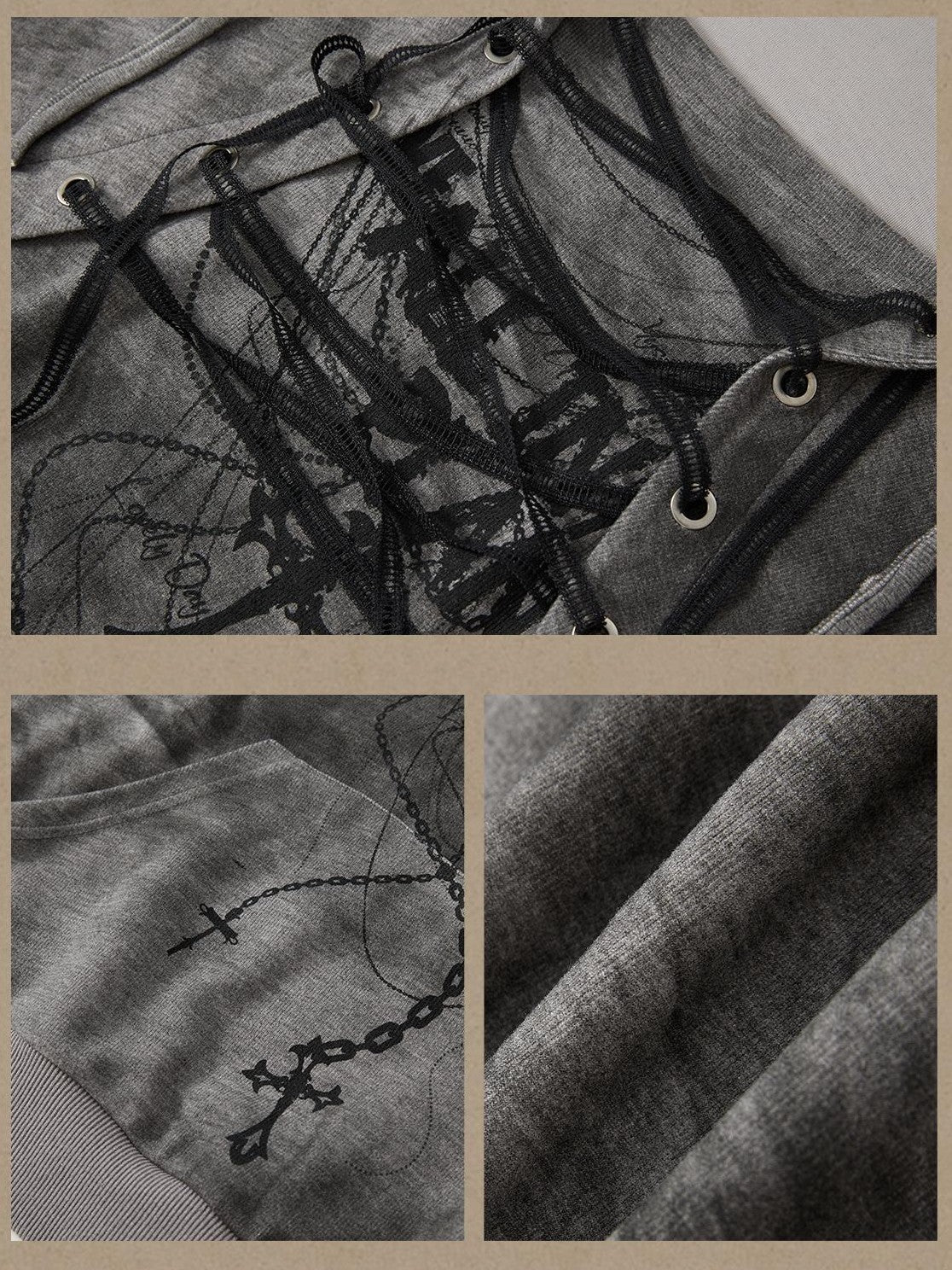 ALL iN plan Distressed Drawstring Print Fitted Women&