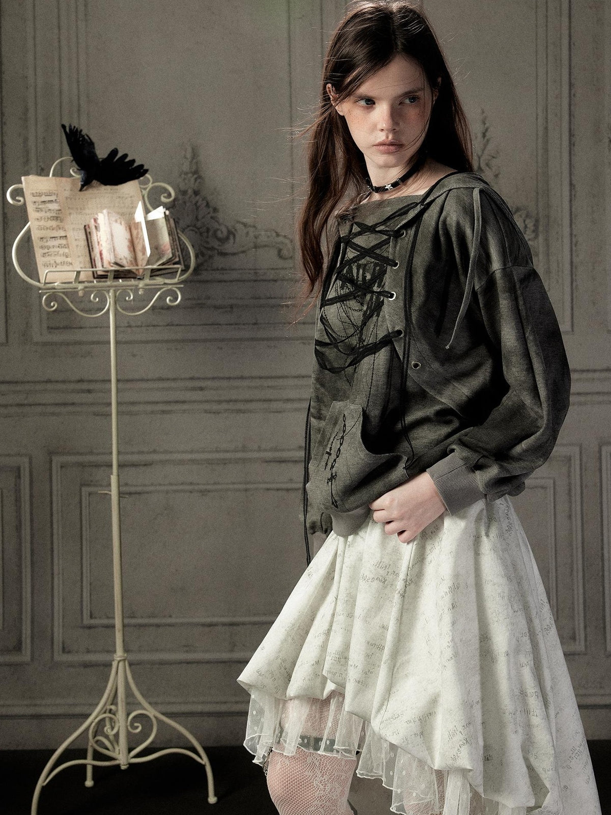 ALL iN plan Distressed Drawstring Print Fitted Women&