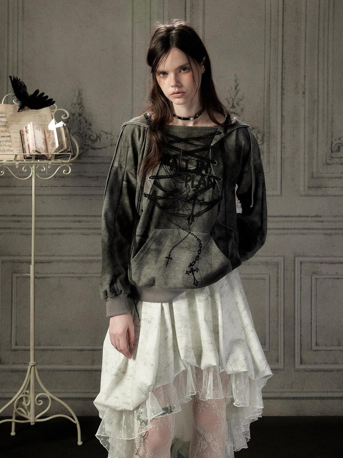 ALL iN plan Distressed Drawstring Print Fitted Women&