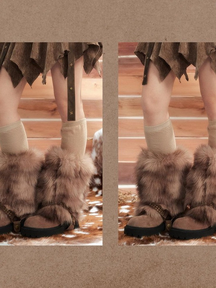 ALL iN plan Faux Fur Platform Fleece Lined Round Toe Women&