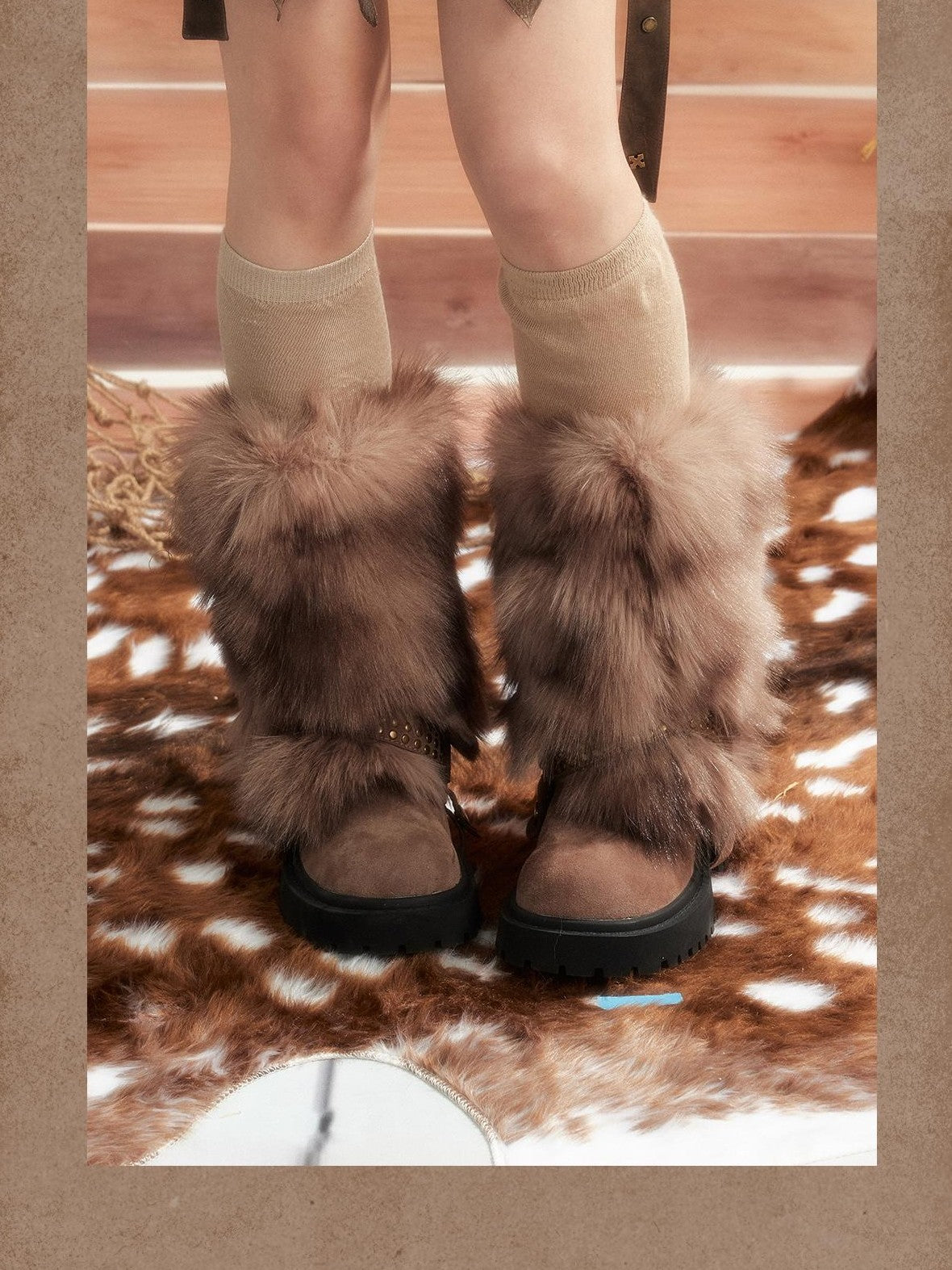 ALL iN plan Faux Fur Platform Fleece Lined Round Toe Women&