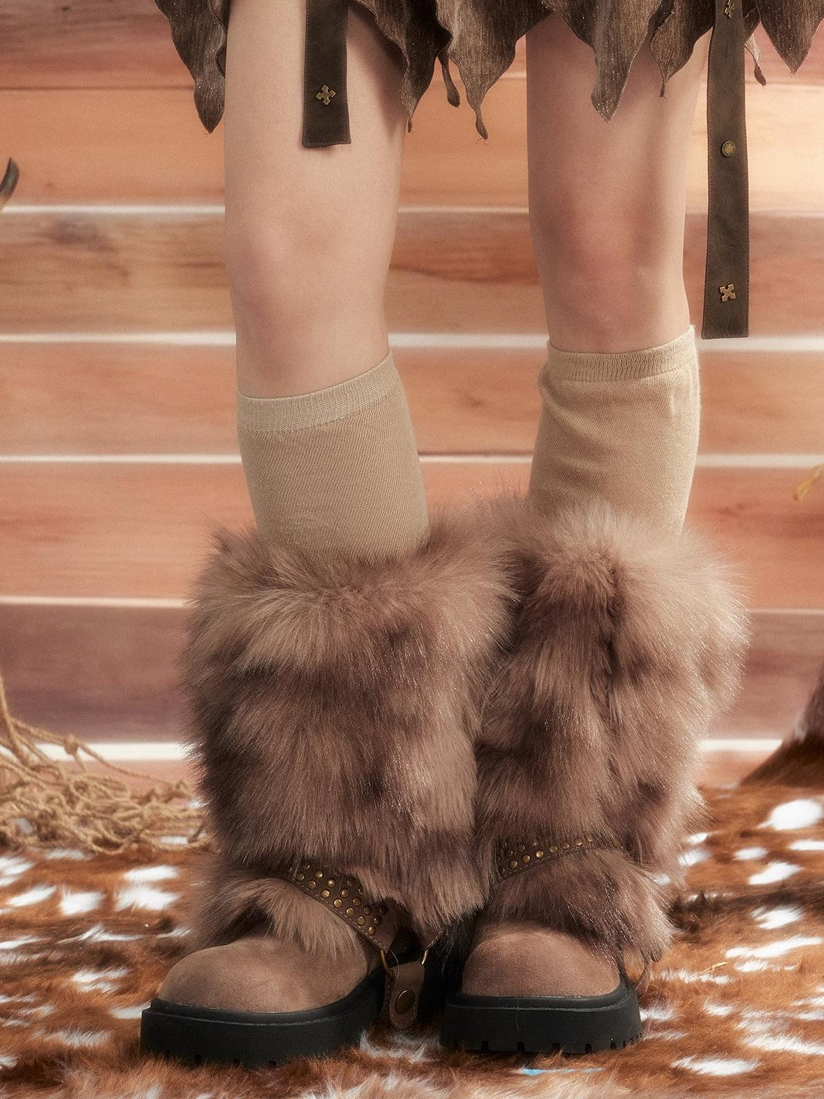 ALL iN plan Faux Fur Platform Fleece Lined Round Toe Women&