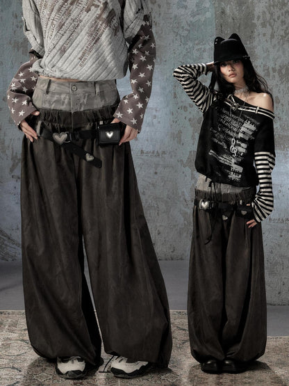 ALL iN plan Faux Two Piece Spliced Belted Polyester Women&