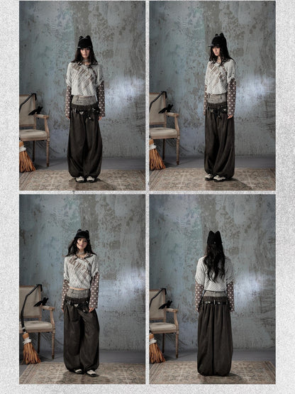 ALL iN plan Faux Two Piece Spliced Belted Polyester Women&