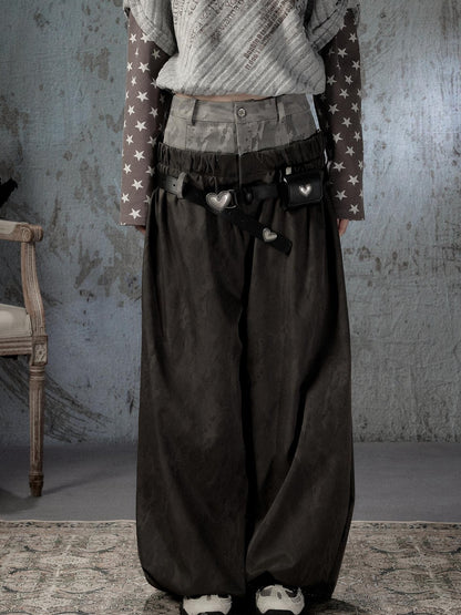 ALL iN plan Faux Two Piece Spliced Belted Polyester Women&
