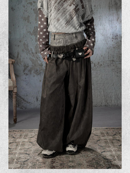 ALL iN plan Faux Two Piece Spliced Belted Polyester Women&