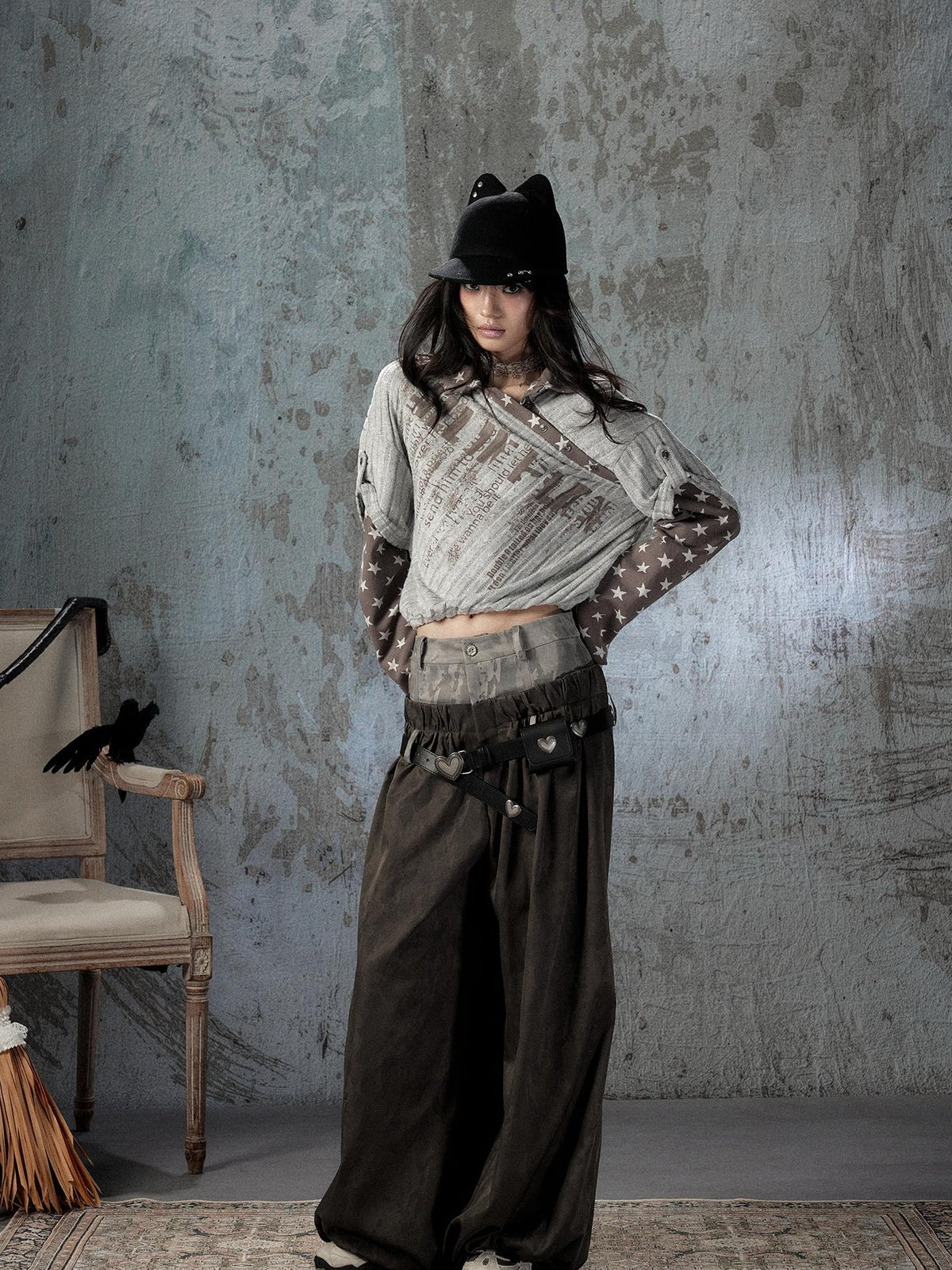 ALL iN plan Faux Two Piece Spliced Belted Polyester Women&