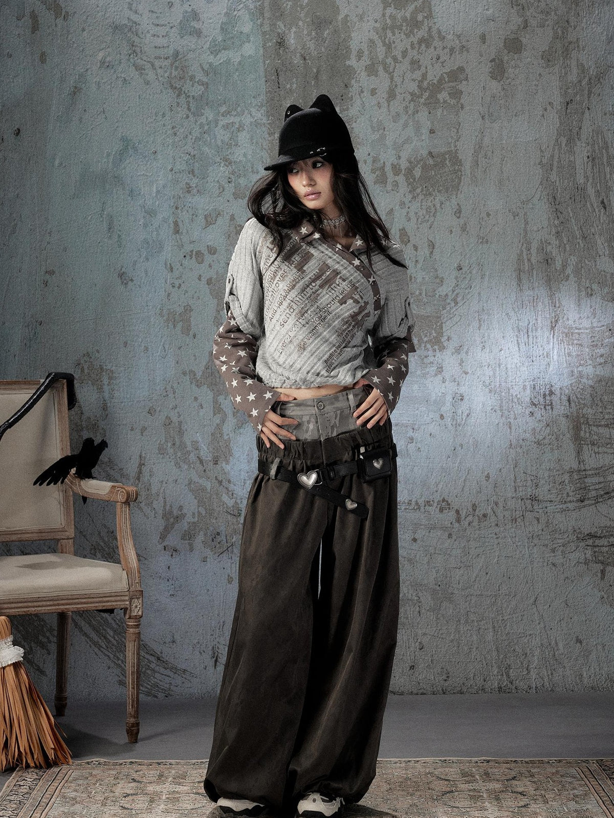 ALL iN plan Faux Two Piece Spliced Belted Polyester Women&