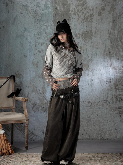 ALL iN plan Faux Two Piece Spliced Belted Polyester Women&