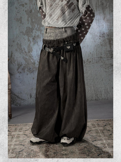 ALL iN plan Faux Two Piece Spliced Belted Polyester Women&