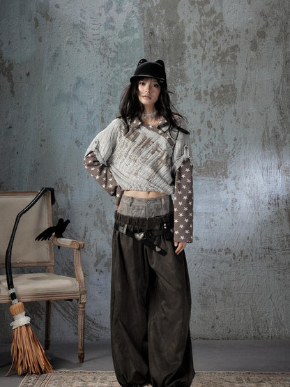 ALL iN plan Faux Two Piece Spliced Belted Polyester Women&