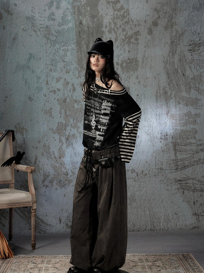 ALL iN plan Faux Two Piece Spliced Belted Polyester Women&