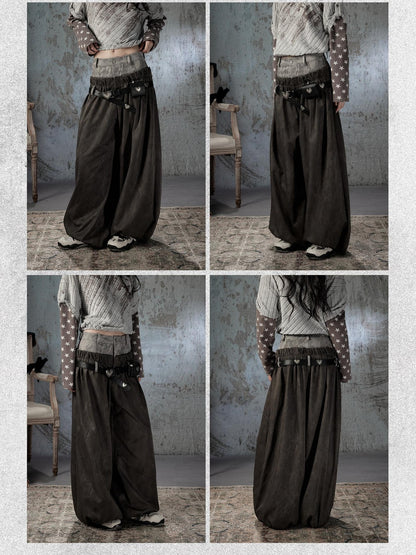 ALL iN plan Faux Two Piece Spliced Belted Polyester Women&