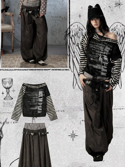 ALL iN plan Faux Two Piece Spliced Belted Polyester Women&