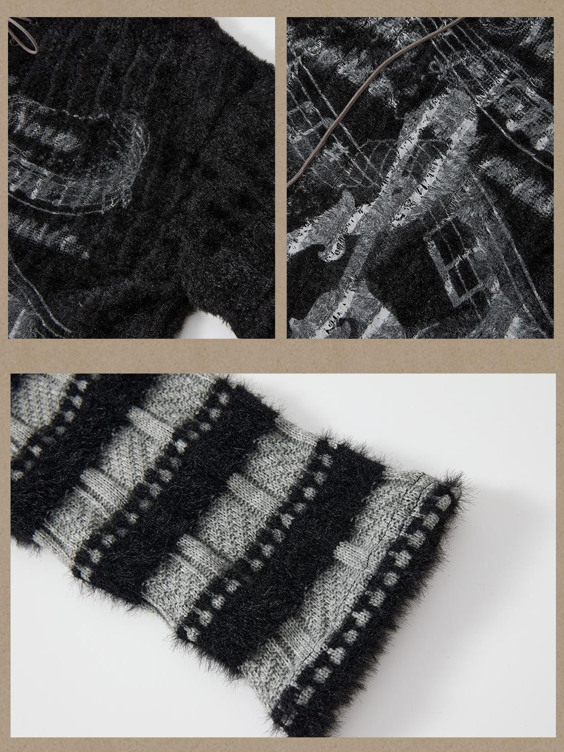 ALL iN plan Faux Two Piece Striped Panel Hooded Knit Women&