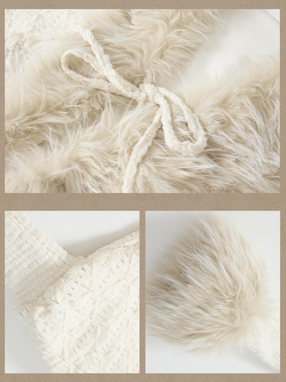 ALL iN plan Fur Trim Batwing Sleeve Knit Women&