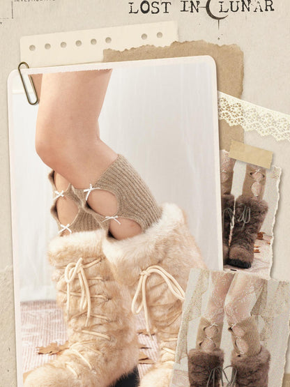 ALL iN plan Fuzzy Lace Up Faux Fur Women&