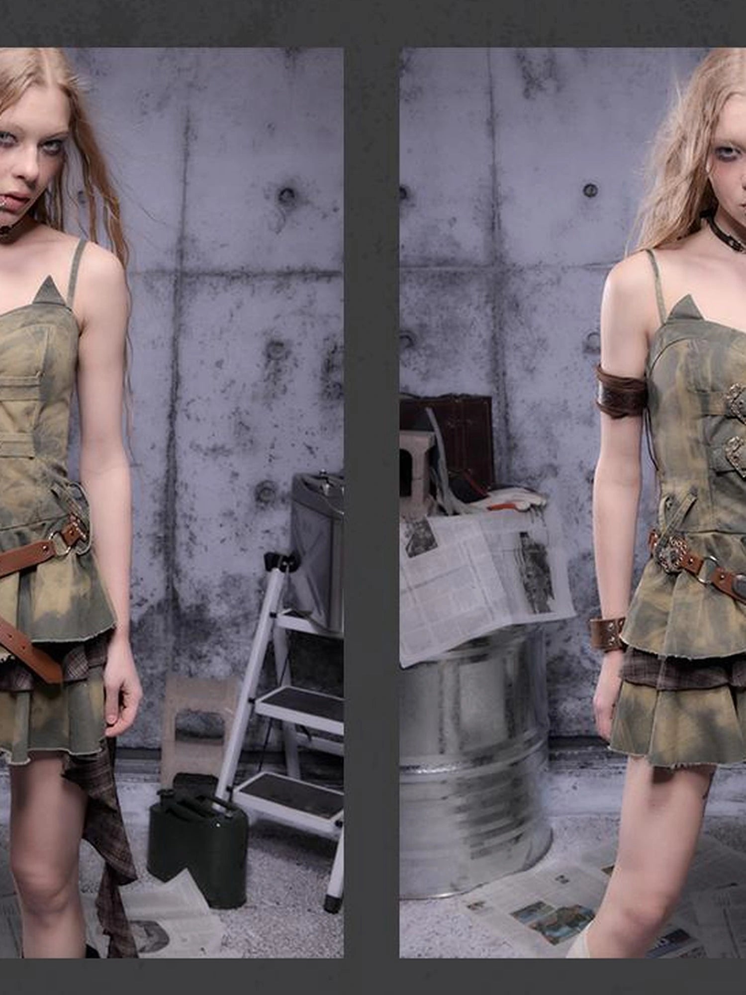 Gear-Bite Lace Trim Denim Mini Dress