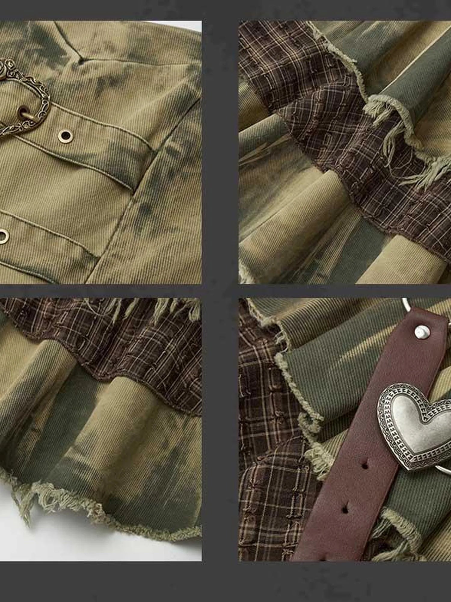 Gear-Bite Lace Trim Denim Mini Dress