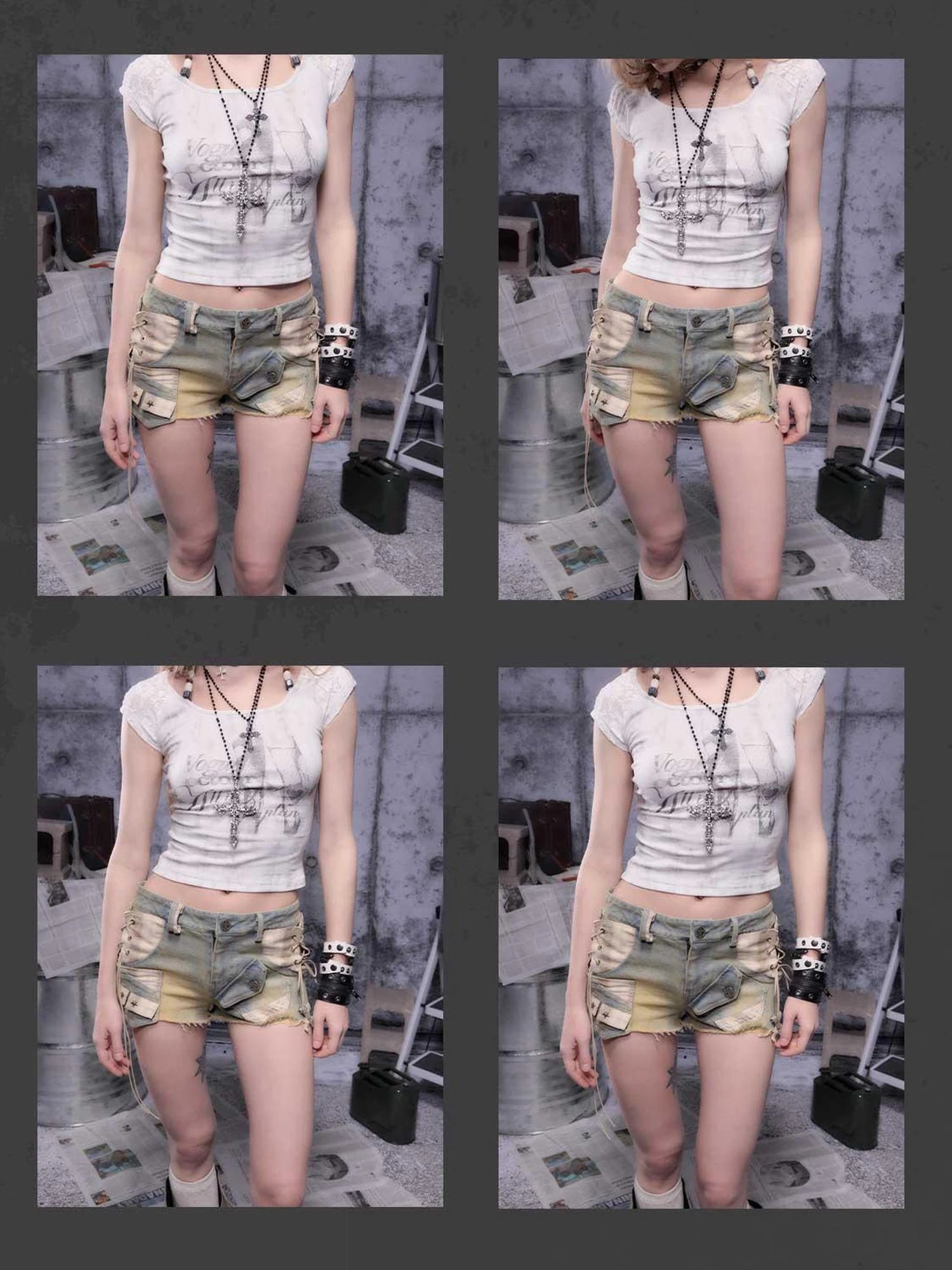 Gear Bite Distressed Denim Shorts