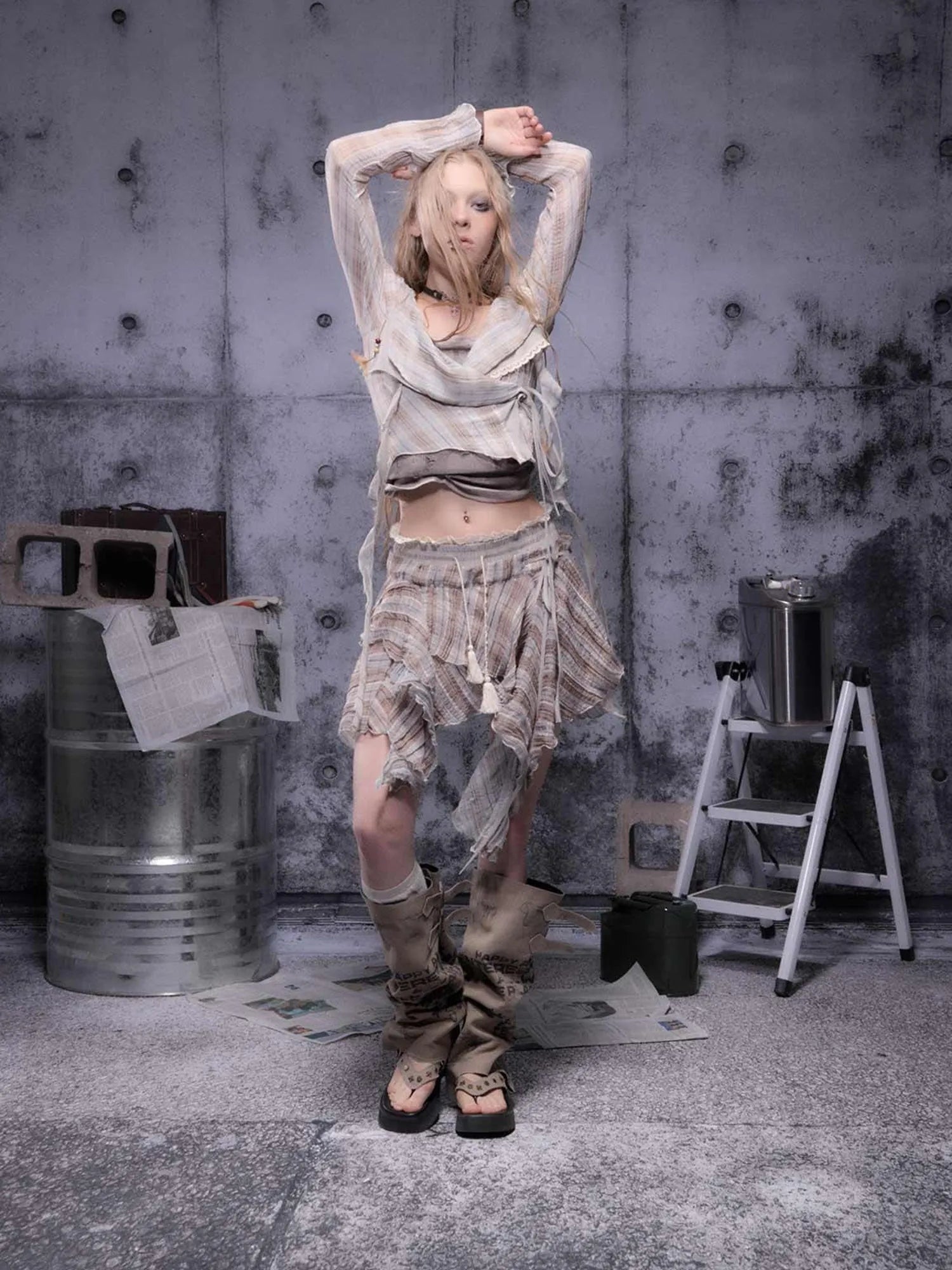 Gear Bite Marks Asymmetrical Mini Skirt