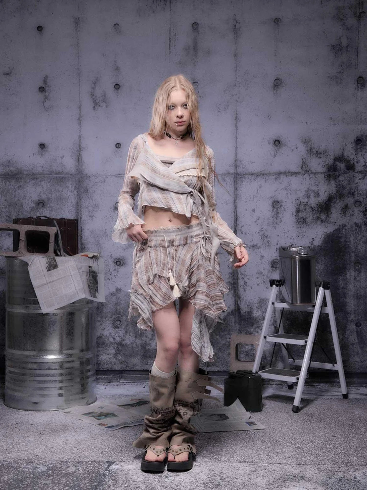 Gear Bite Marks Asymmetrical Mini Skirt