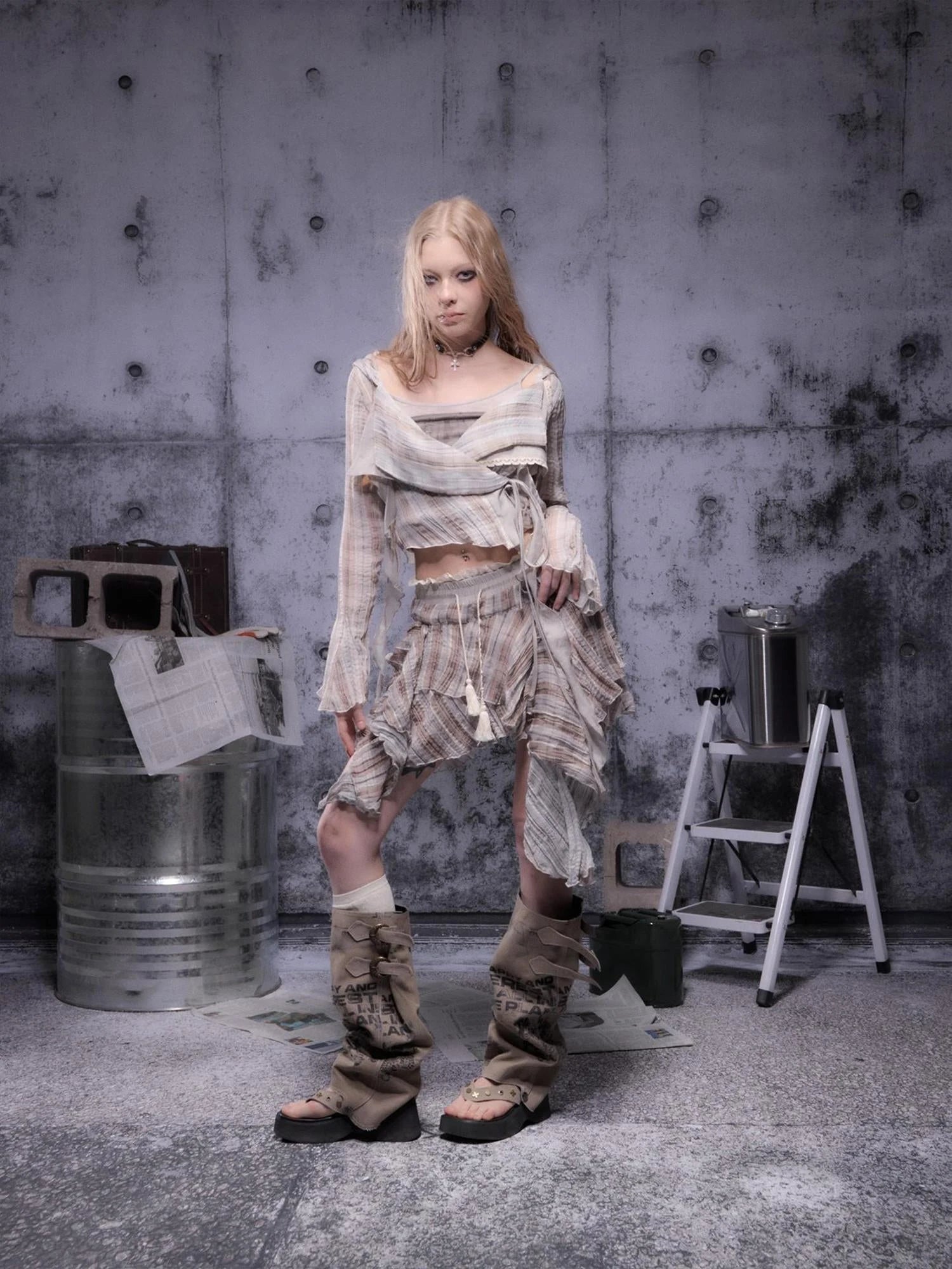 Gear Bite Marks Asymmetrical Mini Skirt