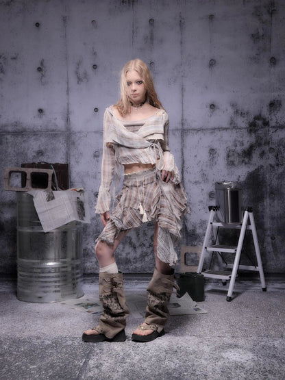 Gear Bite Marks Asymmetrical Mini Skirt