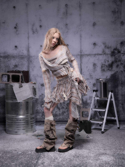 ALL iN plan Gear Bite Marks Asymmetrical Mini Skirt