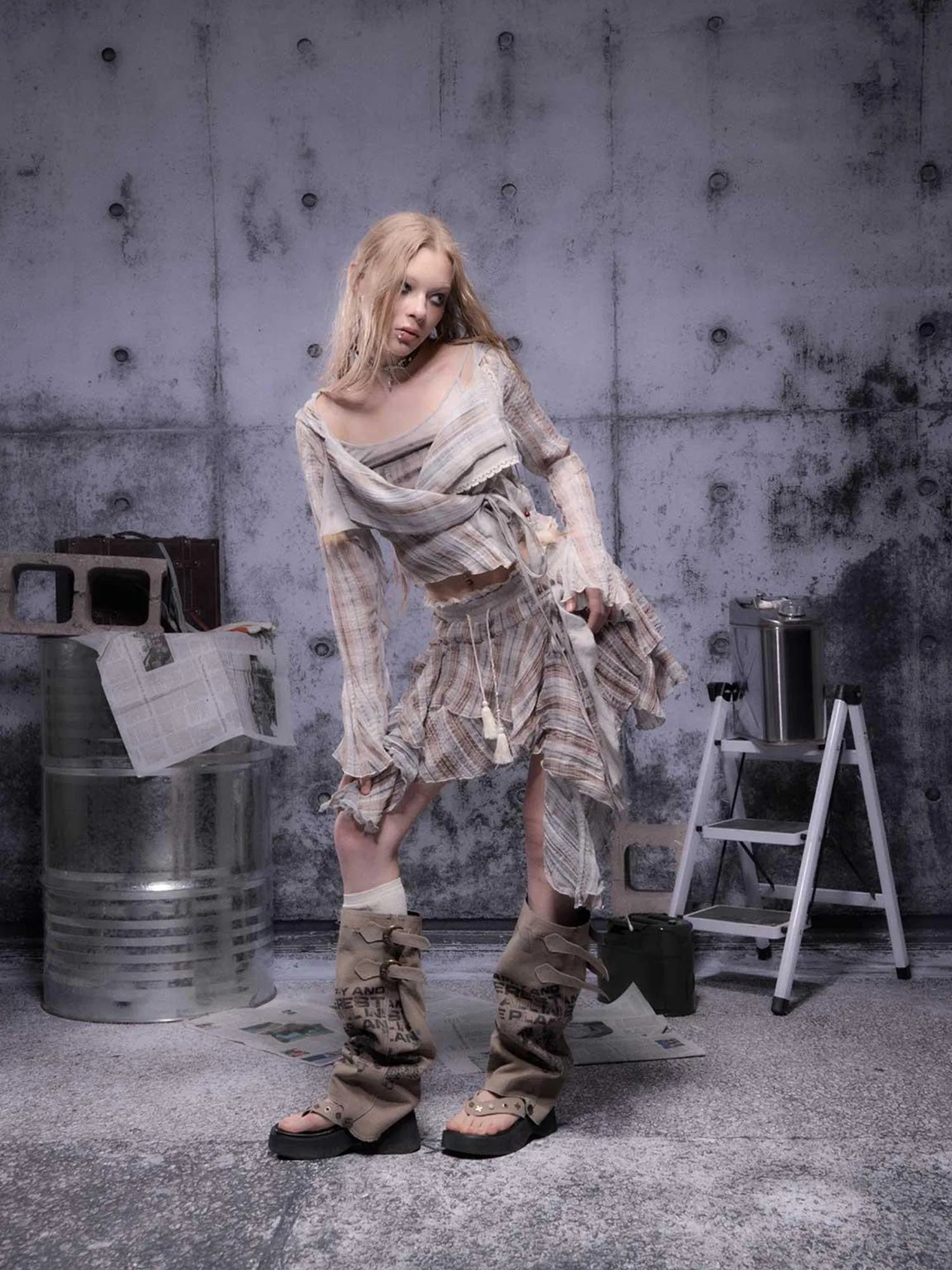 Gear Bite Marks Asymmetrical Mini Skirt