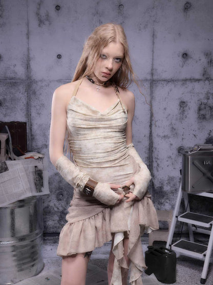 Gear Bite Marks Asymmetry Mini Dress