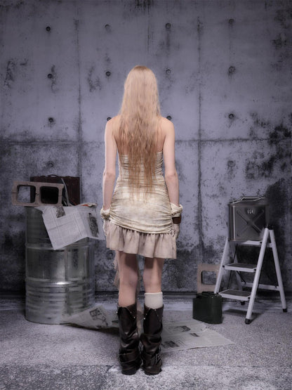 ALL iN plan Gear Bite Marks Asymmetry Mini Dress