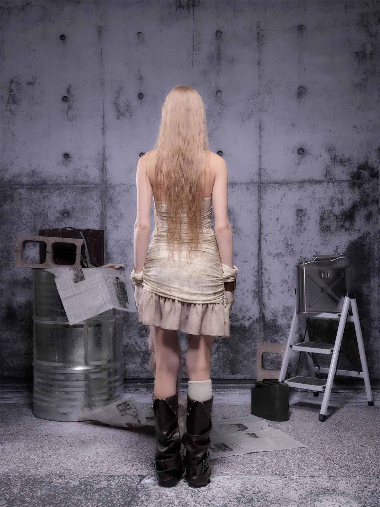 Gear Bite Marks Asymmetry Mini Dress