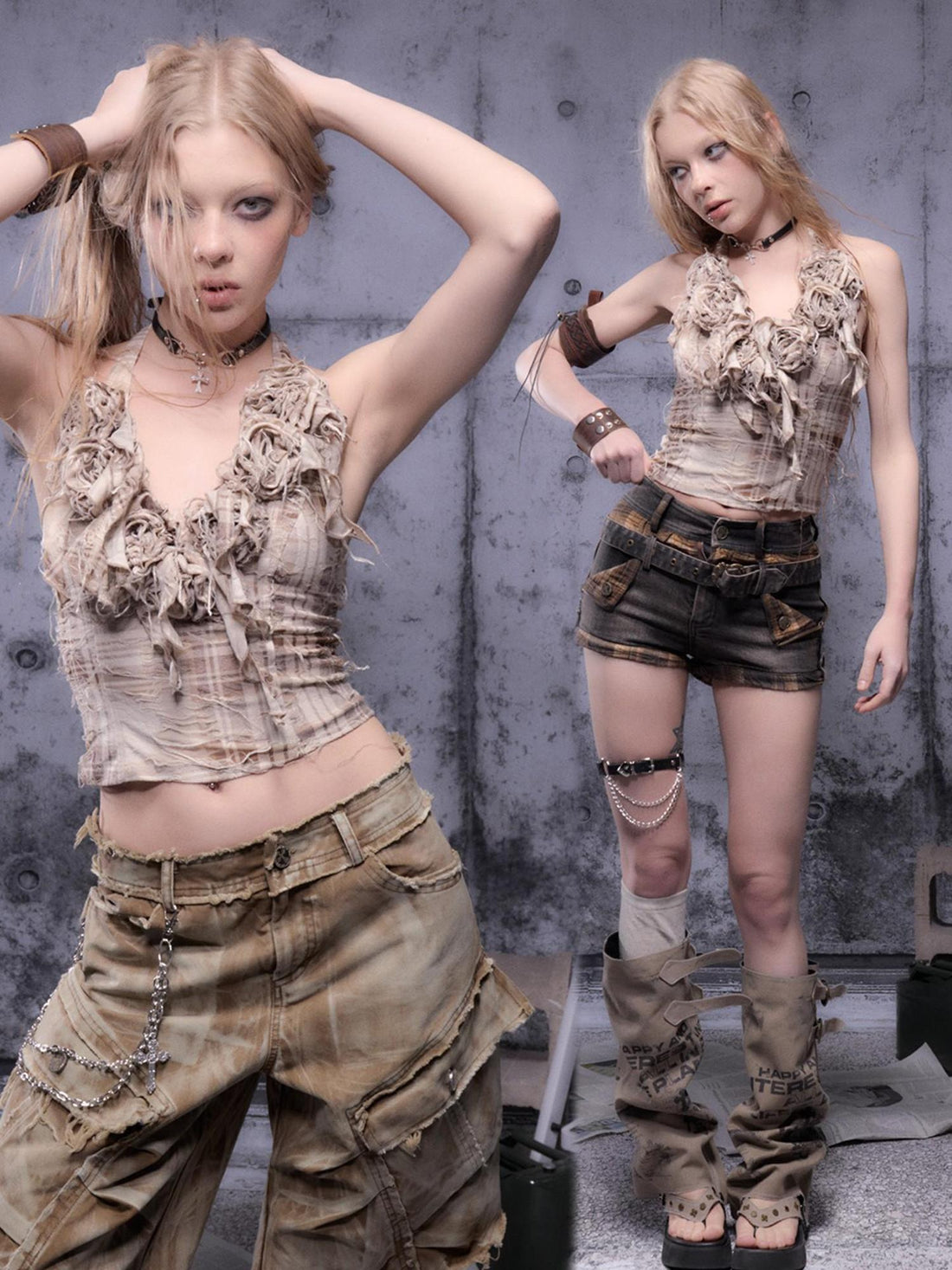 ALL iN plan Gear Bite Marks Punk Visual Epic Strapless Top