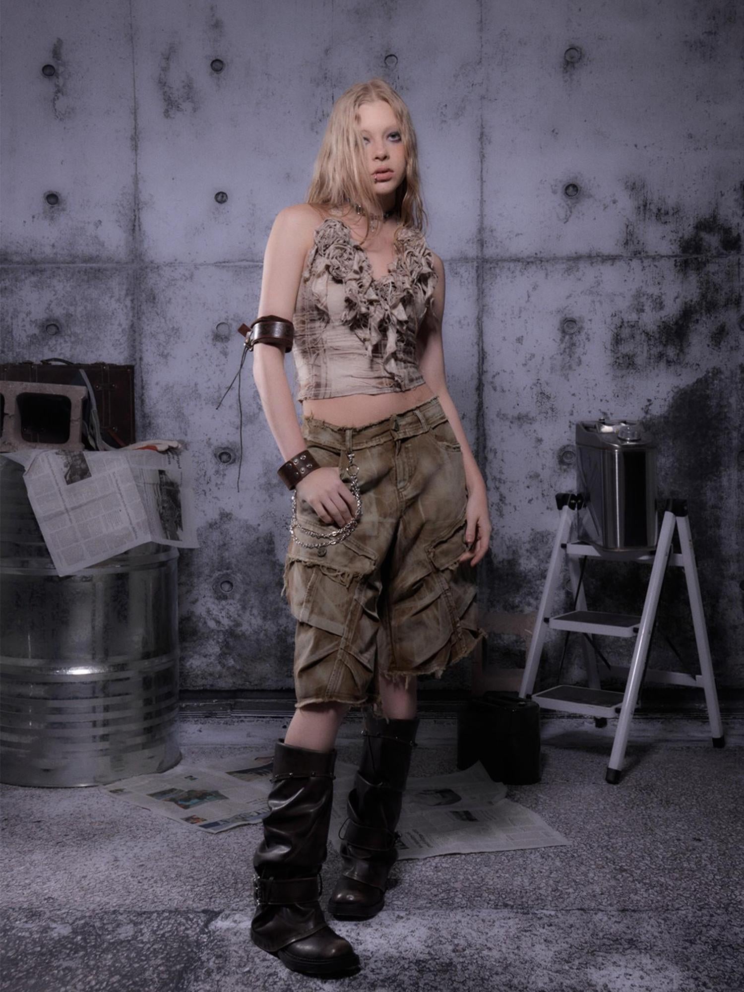 ALL iN plan Gear Bite Marks Punk Visual Epic Strapless Top