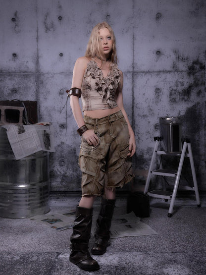 ALL iN plan Gear Bite Marks Punk Visual Epic Strapless Top