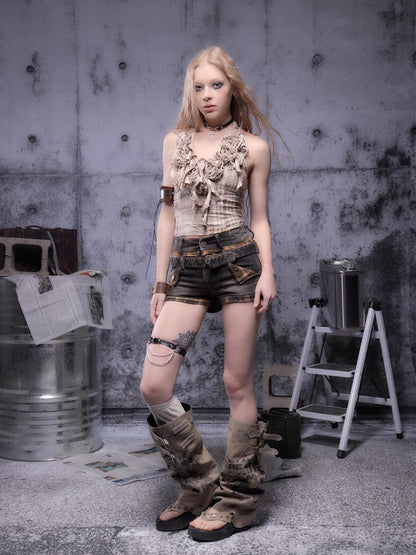 ALL iN plan Gear Bite Marks Punk Visual Epic Strapless Top