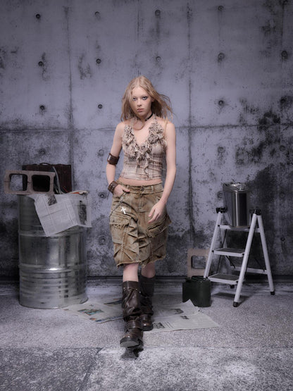 ALL iN plan Gear Bite Marks Punk Visual Epic Strapless Top