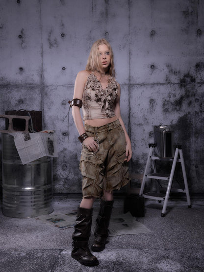 ALL iN plan Gear Bite Marks Punk Visual Epic Strapless Top