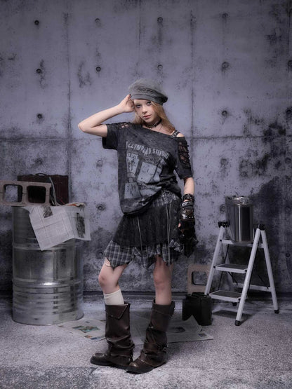 Gear Bite Mesh Lace Punk Mini Skirt