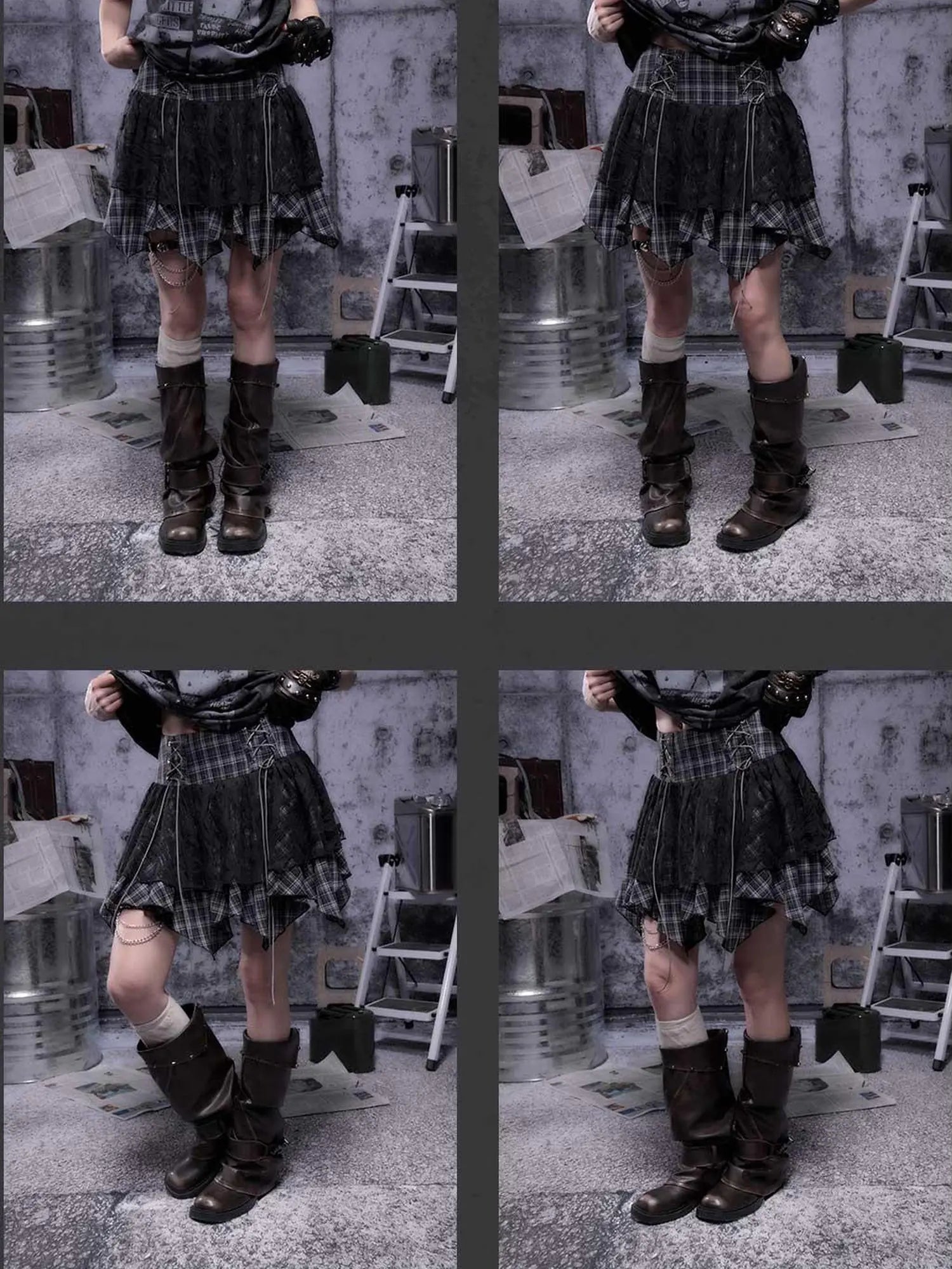 Gear Bite Mesh Lace Punk Mini Skirt