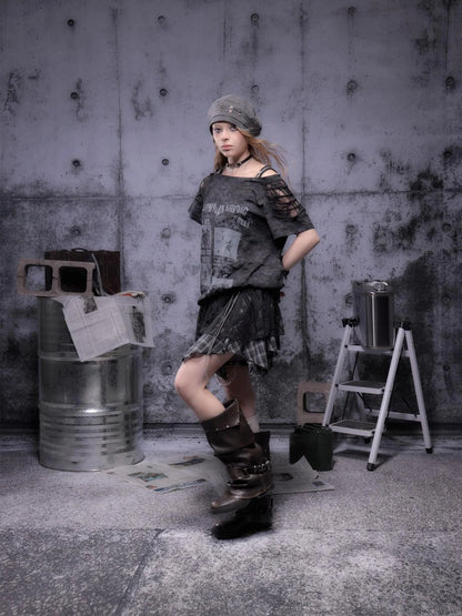 Gear Bite Mesh Lace Punk Mini Skirt