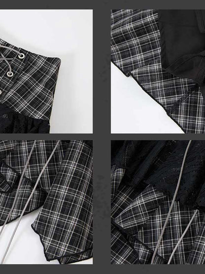 Gear Bite Mesh Lace Punk Mini Skirt